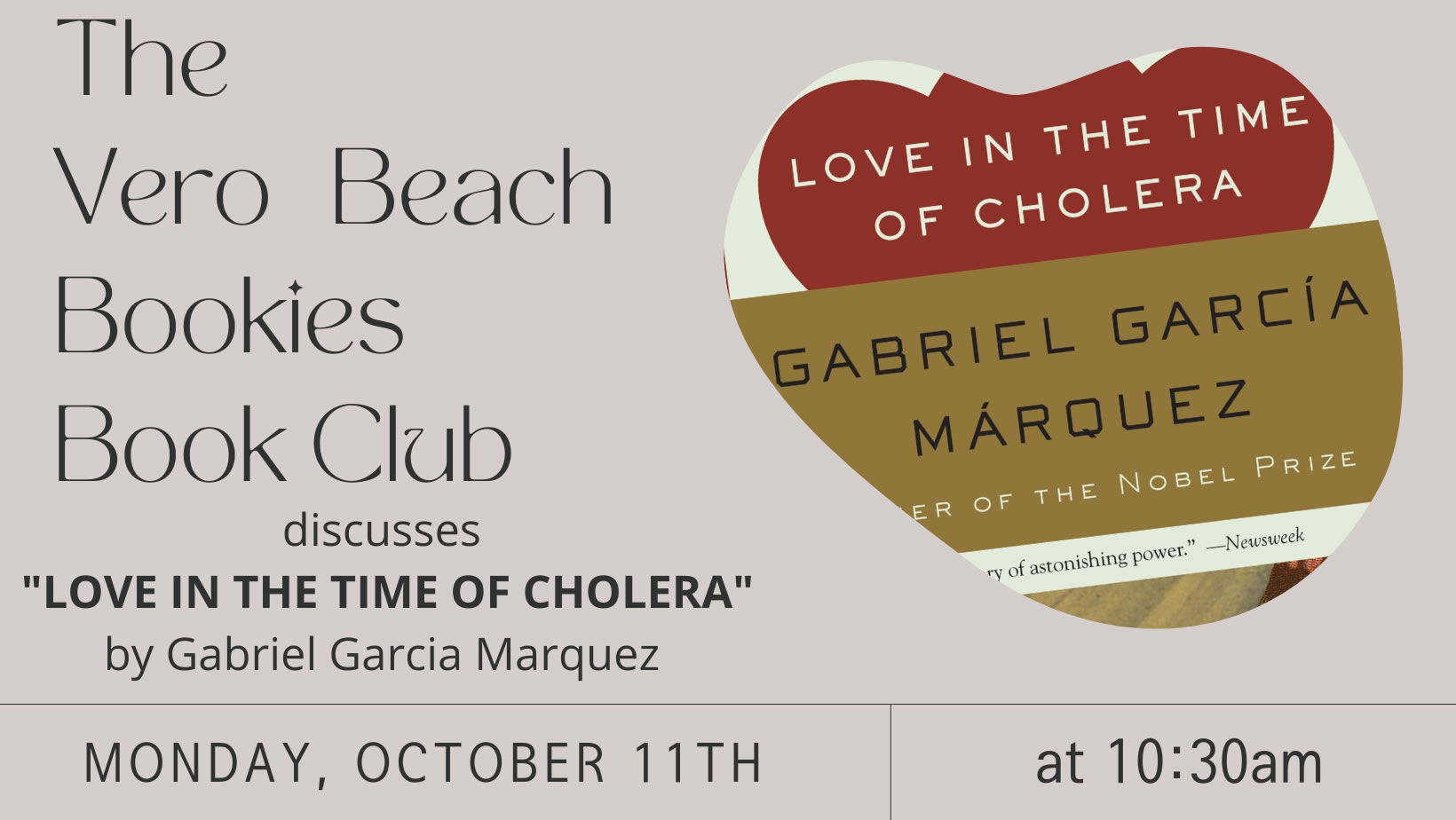 The Vero Beach Bookies book Club Duiscusse Love In The Time Of Cholera
